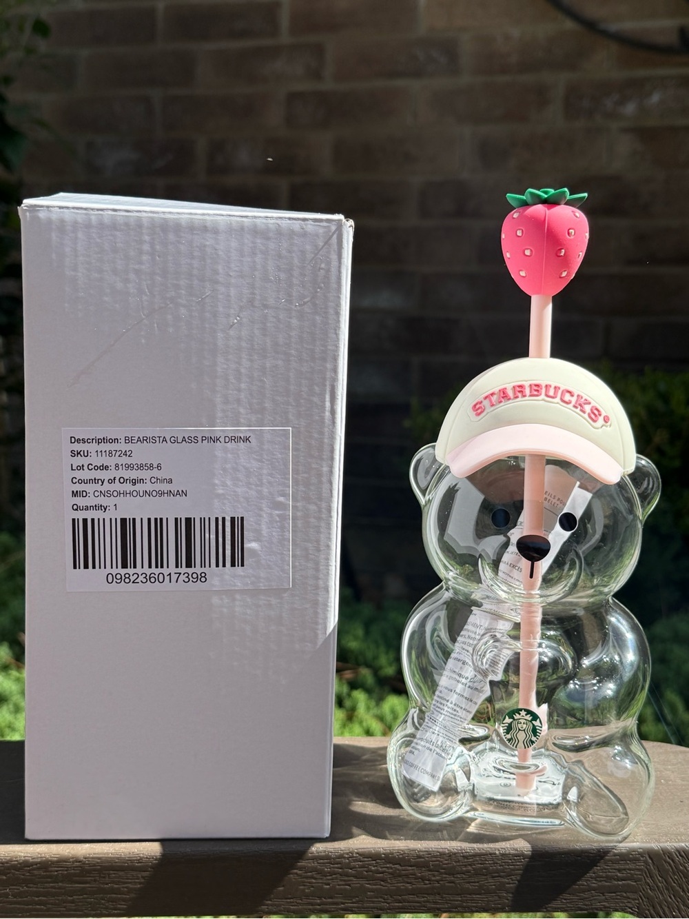 Starbucks Strawberry Bearista Glass